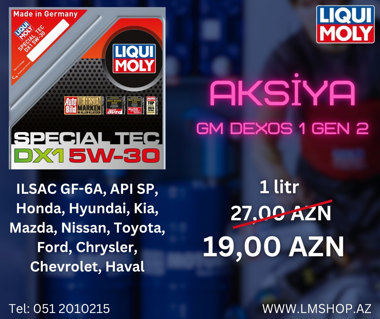 LIQUI MOLY Special Tec DX1 5W-30 mühərrik yağı - 1 litri indi 19.00 AZN!