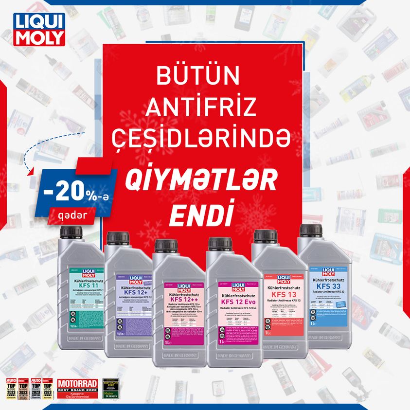 LIQUI MOLY-in bütün antifriz çeşidləri indi 20%-ə qədər endirimlə