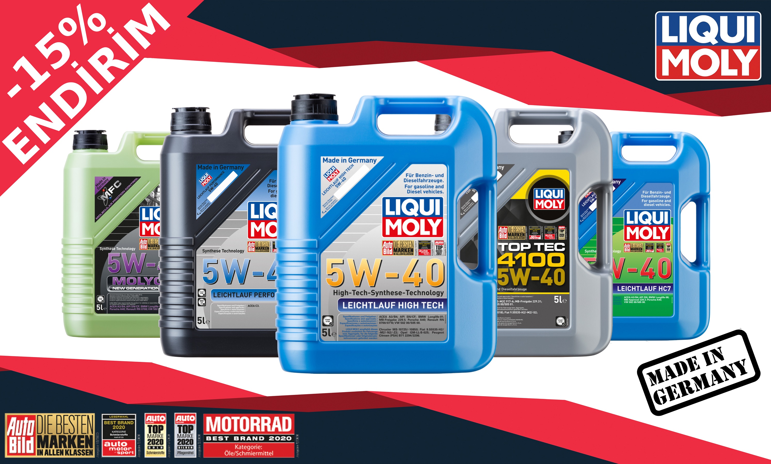 LIQUI MOLY-dən yanvar kampaniyası - Bütün 5W-40 yağları indi 15% endirimlə!